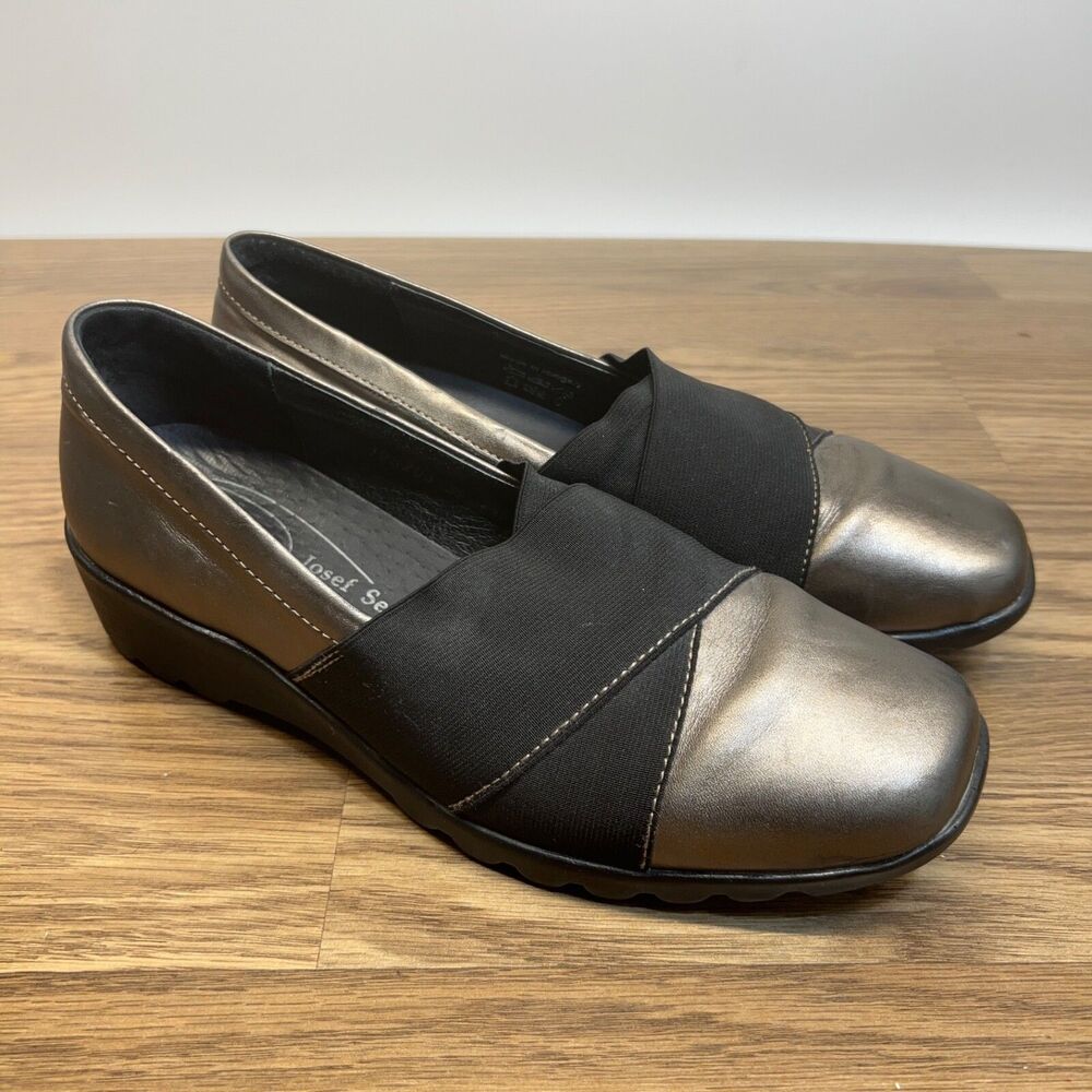 Josef‎ Seibel Shoes Womens 8 / 39 Casual Slip On Low Wedge Loafer Bronze Leather